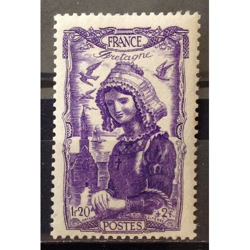 Coiffes Régionales - Bretagne (Superbe N° 594) Neuf** Luxe (= Sans Trace De Charnière) - France Année 1943 - N18637