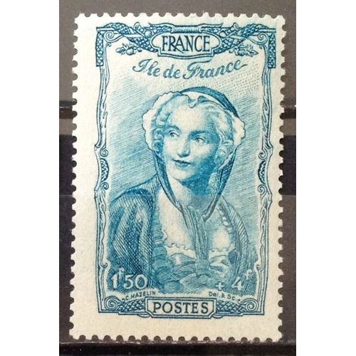 Coiffes Régionales - Ile-De-France 1f50 + 4f Bleu-Vert (Superbe N° 595) Neuf** Luxe (= Sans Trace De Charnière) - France Année 1943 - N18638
