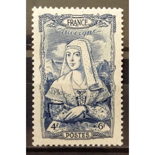 Coiffes Régionales - Auvergne 4f+6f Bleu (Superbe N° 597) Neuf** Luxe (= Sans Trace De Charnière) - Cote 3,60€ - France Année 1943 - N18640