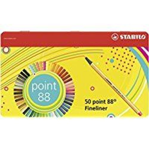 Stabilo Boîte Métal De 50 Stylos-Feutres Point 88