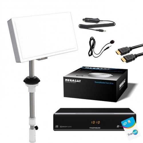 PACK SATELLITE Caravane Camping Car - Parabole inclinable SELFSAT + Récepteur FRANSAT EUTELSAT 5W Complet + Kit 20m Coaxial