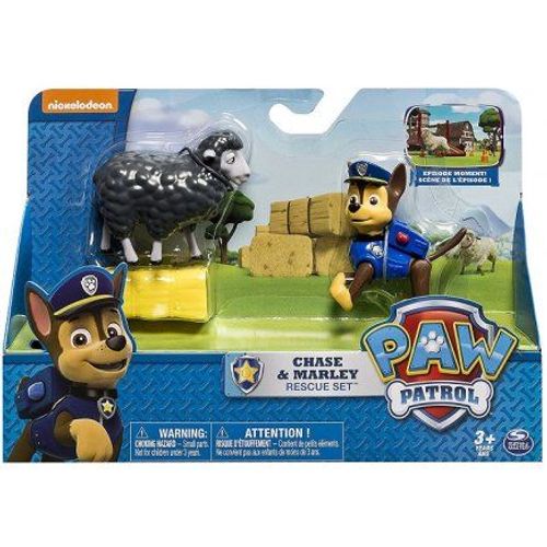 Pat Patrouille Chien Chase Avec Marley Le Mouton Et Botte De Paille Carre - Figurine - Paw Patrol