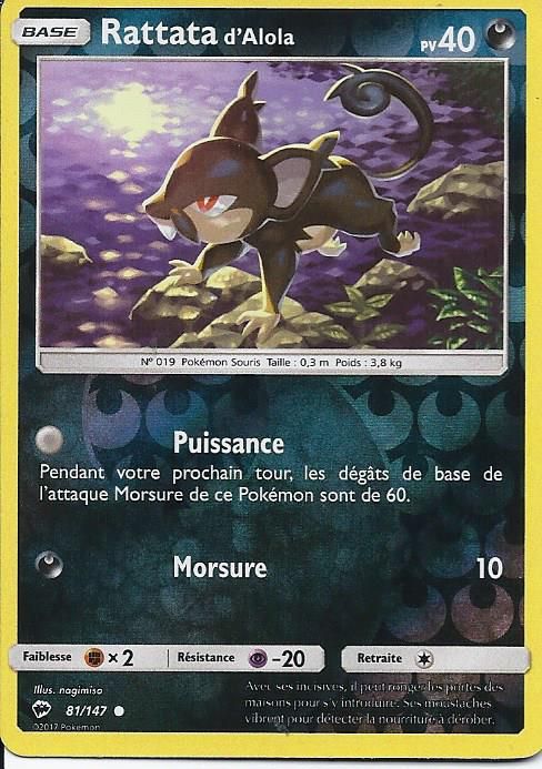 Holo Reverse Rattata D'alola 81/147 - Ombres Ardentes