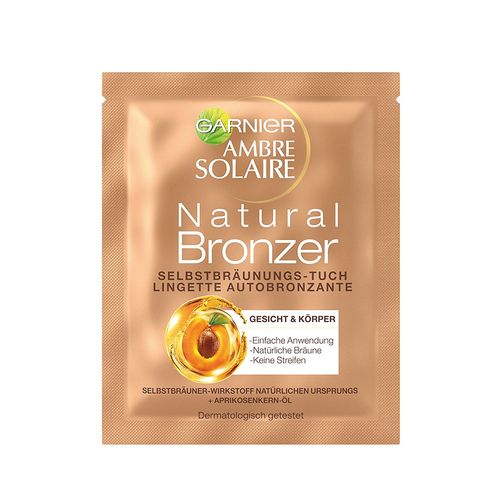 Garnier Ambre Solaire Natural Bronzeur Lingettes Bronzantes Visage & Corps 5,6 Ml, Lot De 8 