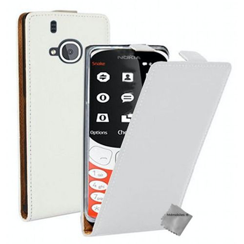 Housse Etui Coque Pochette Pu Cuir Fine Pour Nokia 3310 (2017) + Film Ecran - Blanc
