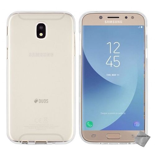Housse Etui Coque Pochette Silicone Gel Fine Pour Samsung Galaxy J3 (2017) + Film Ecran - Blanc Transparent