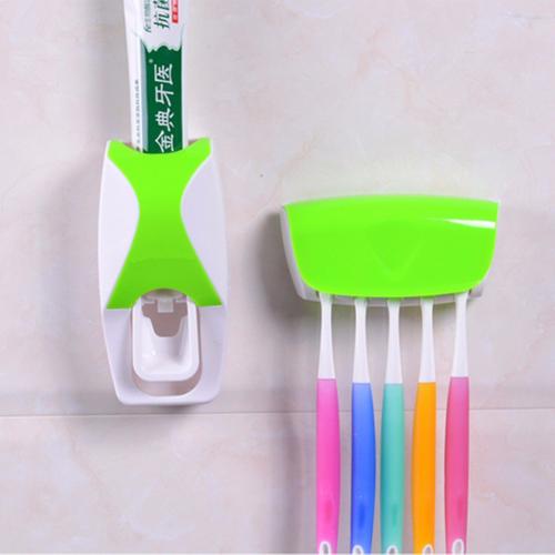 Distributeur automatique de dentifrice, porte-brosse à dents mural