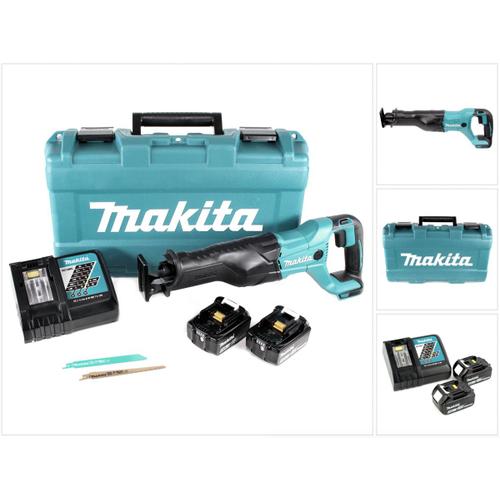 Makita DJR 186 RFK 18 V Li-Ion Scie récipro sans fil avec Boîtier de transport + 2x Batteries BL 1830 3,0 Ah + Chargeur rapide DC 18 RC