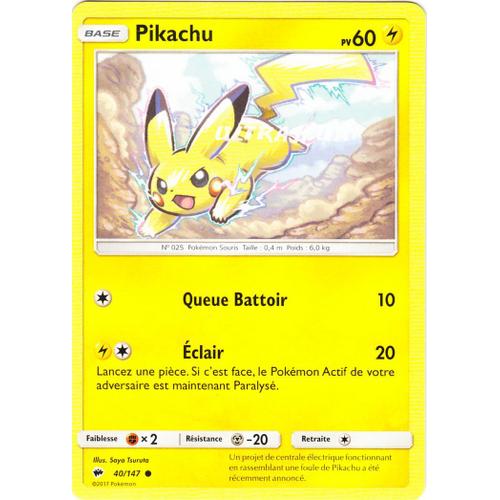 Pokémon - 40/178 - Pikachu - Sl3 - Soleil Et Lune - Ombres Ardentes - Commune