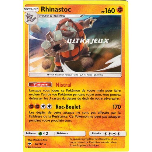 Pokémon - 67/178 - Rhinastoc - Sl3 - Soleil Et Lune - Ombres Ardentes - Holo Rare