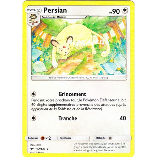 Pokémon - 102/178 - Persian - Sl3 - Soleil Et Lune - Ombres Ardentes - Rare