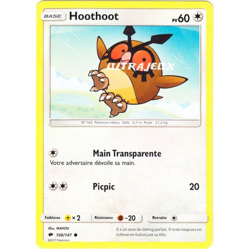 Pokémon - 106/178 - Hoothoot - Sl3 - Soleil Et Lune - Ombres Ardentes - Commune