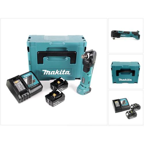 Makita DTM 51 RTJ 18V Li-Ion Découpeur-ponceur multifonctions sans fil avec boîtier Makpac + 2x Batteries BL 1850 5,0 Ah Li-Ion + Chargeur rapide DC 18 RC