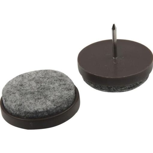 Lot De 40 Patins De Meuble Métalliques Avec Caoutchouc - Diamètre 22 Mm - À Clouer - Pour Protéger Sols Et Meubles