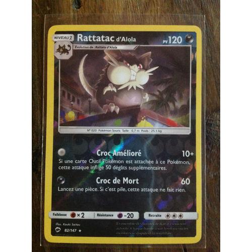 Rattatac D'alola Reverse 82/147 Soleil Et Lune Ombres Ardentes