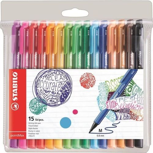 Stabilo Pochette X 15 Stylos-Feutres Pointmax