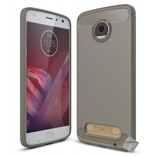 Housse Etui Coque Silicone Gel Carbone Pour Motorola Moto Z2 Play + Film Ecran - Gris