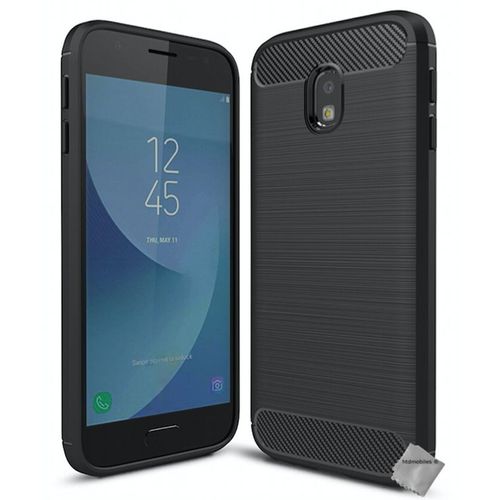 Housse Etui Coque Silicone Gel Carbone Pour Samsung Galaxy J3 (2017) + Verre Trempe - Noir