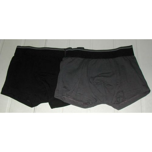 Lot De 2 Boxers Enfant 6 - 8 Ans 96% Coton 4% Élasthanne Gris Et Noir