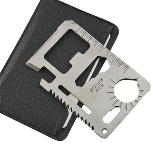 Ganzoo Outil de survie multifonction au format carte de crédit, pour une  utilisation en extérieur: couteaux, scie, décapsuleur, etc.