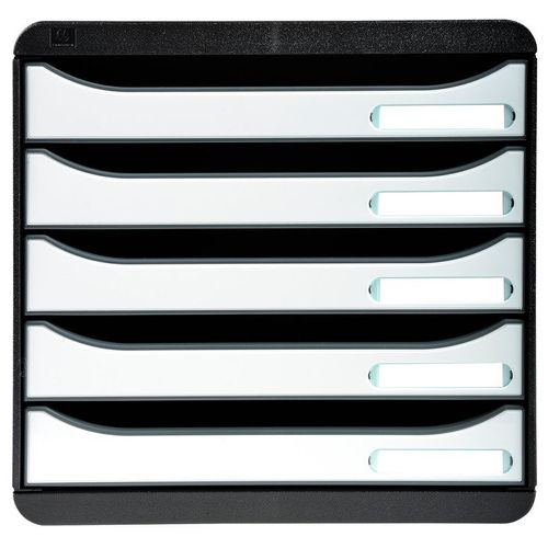 Exacompta Big-Box Plus 5 Tiroirs A4+ Glossy Noir/Blanc Glossy