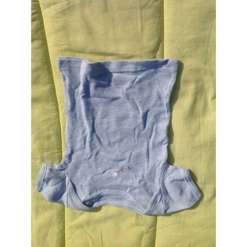 T-Shirt À Manches Courtes A Rayures Blanc Et Bleu 3 Mois