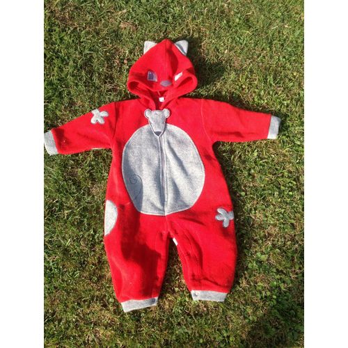 Combinaison Hiver Souris Rouge Et Grise Avec Capuche Six Mois