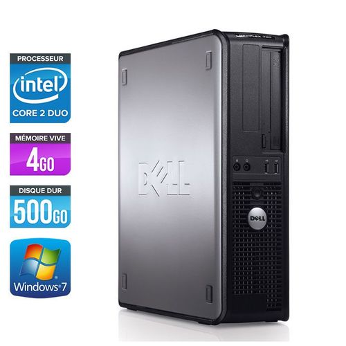 Dell Optiplex 780 Desktop - Intel Core 2 Duo E7500 / 2.93 GHz - RAM 4 Go - HDD 500 Go - DVD - GigaBit Ethernet - Windows 7 Professionnel