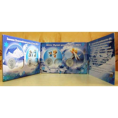 Album Complet Sochi 2014 - 4 Pièces 25 Roubles - Collection Rare - Kit Neuf- Made In Russie - Coffret En Russe Et Anglais - Jeux Olympiques 