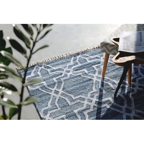 Tapis En Coton Denim Bleu 140x200 Cm Adiyaman
