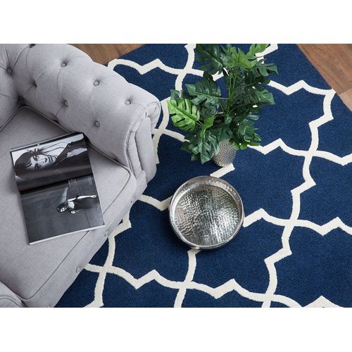 Tapis Bleu En Laine Et En Coton 160 X 230 Cm Silvan