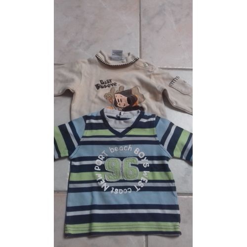 Lot De Deux Tee Shirt Manches Longues 6 Mois Garçon
