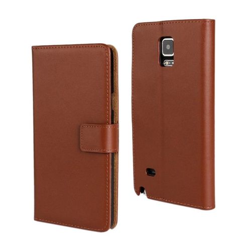 Etui A Rabat Samsung Galaxy Note 4 "Folio Premium" Marron Cuir Similu (Pu) Business Design (B16)