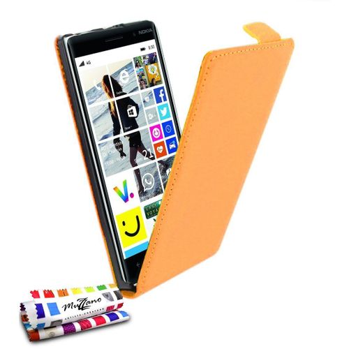 Etui A Rabat Nokia Lumia 830 " Open Flip " Orange Cuir Similu (Pu) Business Design (B18)