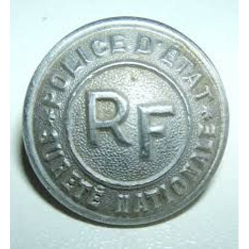 Bouton Police D'état Sureté Nationale, Diamètre 24 Mm. Au Verso : G.J § F Paris.