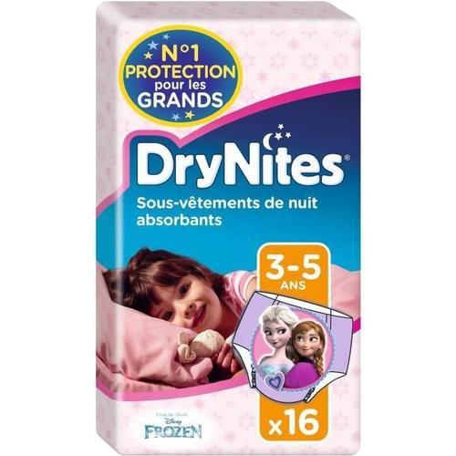 Huggies Drynites Sous-Vetements De Nuit Fille - 3-5 Ans - 16 Culottes - Lot De 4 Paquets De 16
