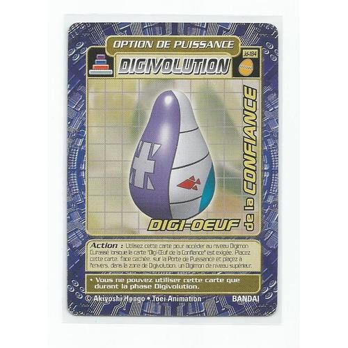 Digivolution : Digi-Oeuf De La Confiance- Carte Digimon -Vf