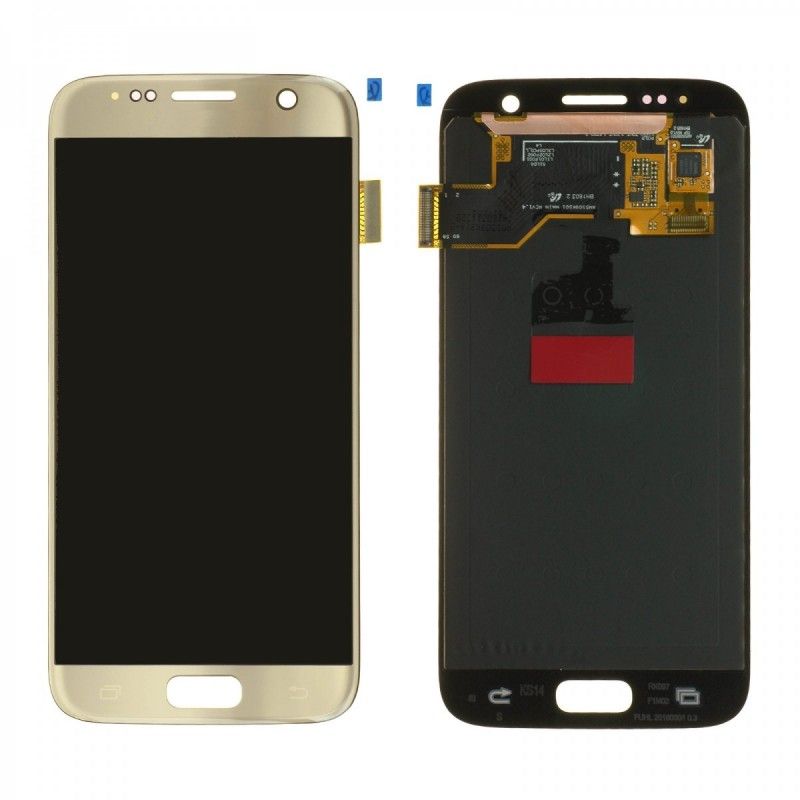 Ecran Lcd + Vitre Tactile Samsung Galaxy S7 G930f + Outils + Vitre Trempée + 3m - Or