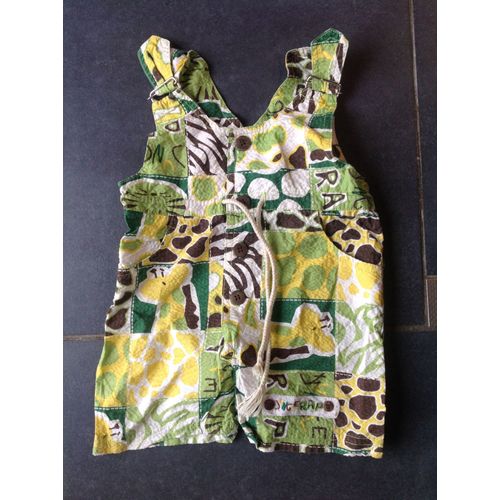 Salopette Courte Jungle Rap Six Mois Vert Jaune