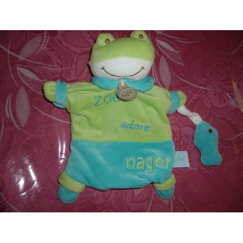 Doudou Marionnette Grenouille Verte Et Bleu Avec Bébé Poisson Zoé Adore Nager Baby Nat