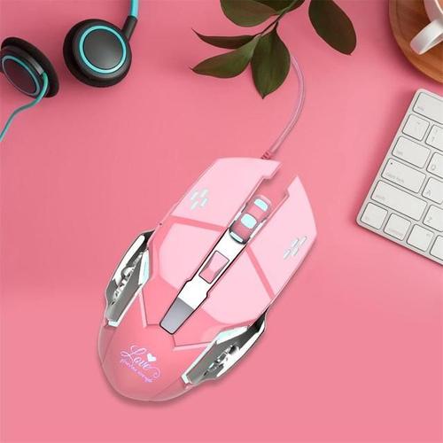 souris de jeu filaire 3200DPI pour fille avec câble USB pour ordinateur PUBG trackball 090228