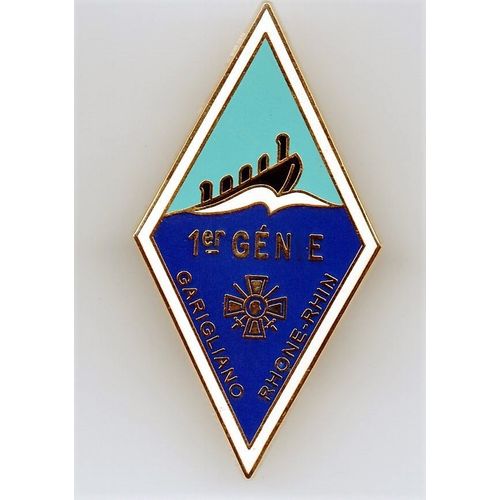 Militaria - Insigne 1er Génie - Garigliano - Rhône-Rhin