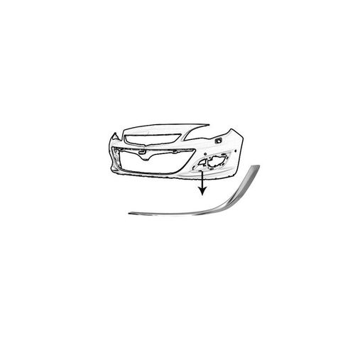 Moulure Chromée Avant Gauche Sur Pare-Chocs Pour Opel Astra J De 2013 À 2015 Sans Cruise-Control