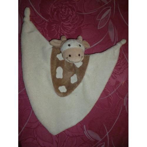 Doudou Plat Vache Marron Et Beige Jollybaby