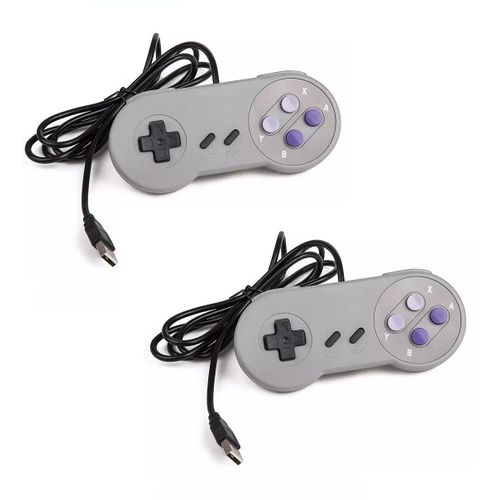 2x Manette Snes (Super Nes) Version Us - Contrôleur Pour Pc Mac Via Usb
