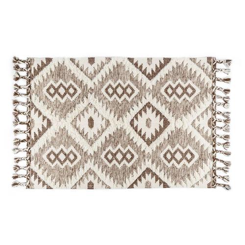 Tapis Kilim En Laine À Franges Et Motif Géométrique Marron Lhasa 120 X 170 Cm