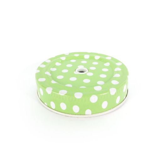 Couvercle Vert À Pois Blanc Percé - Graine Créative