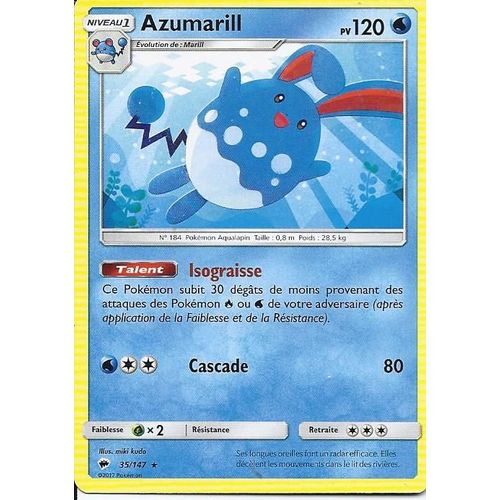 Pokémon - 35/178 - Azumarill - Sl3 - Soleil Et Lune - Ombres Ardentes - Rare