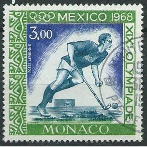 Timbre Monaco Mexico 1968 Poste Aérienne Hokey N° Pa 92