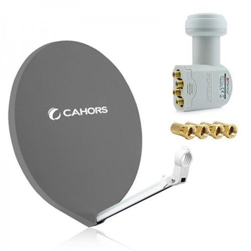 Parabole Cahors FIBRE 80 CM Grise + LNB QUAD Opticum 0.1dB